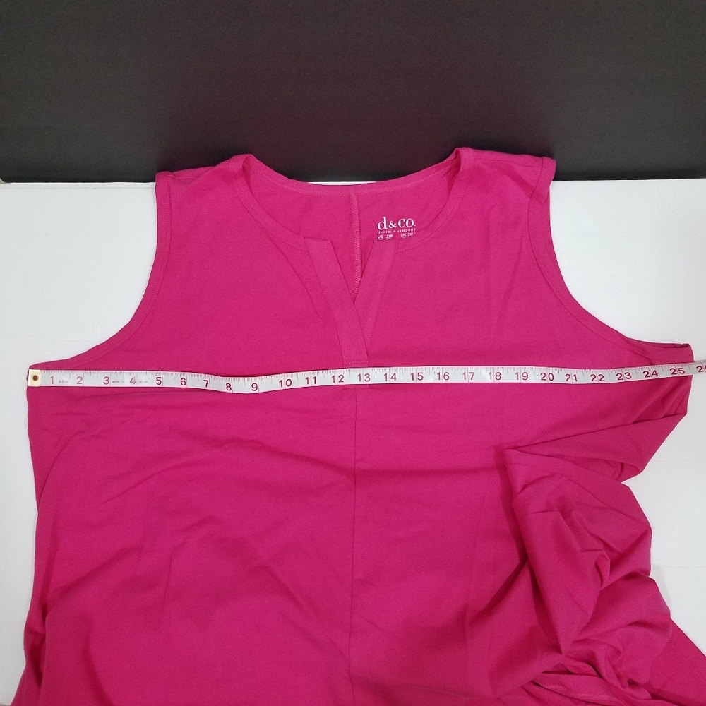 Denim & Co Sleeveless V-Neck 2XP Pink Jersey Dress - Picture 15 of 16